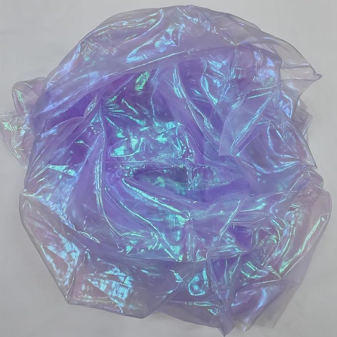 11 Yards Light Purple Iridescent Organza Fabric - 59" Wide | Sheer Shiny Organza for Wedding Decorations, Party Supplies, Fairy Costumes, Doll Clothes, Craft & Sewing Projects