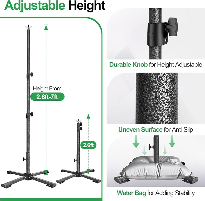 EMART Portable Backdrop Stand Kit with Foldable Cross Flat Base, Adjustable 7ft Height 10ft Width Pipe and Drape Background Hanging Frame Bar for Photography Party Wedding Birthday Photo Studio
