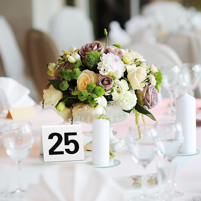 Tuanse 100 Pcs Acrylic Table Numbers 1-100 Double Sided Minimalist Restaurant Wedding Table Tent Cards for Party Event Banquets Wedding Reception, 2.5 x 2 x 1.6 Inch(Black Number)
