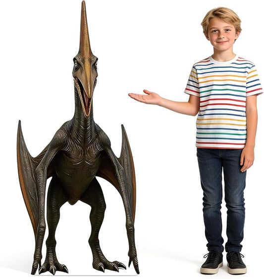 4Ft Pterodactyl Dinosaur Cardboard Cutout Stand-Up, Life Size Pterodactyl Dinosaur Photo Prop Party Decoration for Dino Theme Events, Backdrop Display, and Indoor Decor