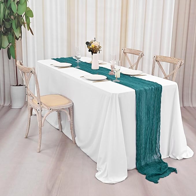 10 Pack Teal Table Runner 10Ft Cheesecloth Table Runner Boho Gauze Cheese Cloth Table Runners Romantic Turquoise Table Runners for Wedding Party Bridal Shower