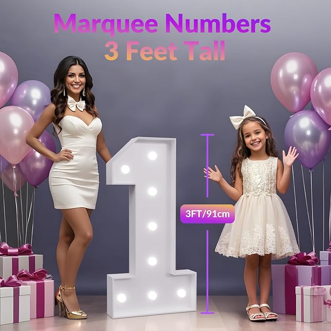 Number 13 Marquee Numbers 3 Feet Tall, 13th Birthday Decorations for Girls Boys, 13 Light Up Number for Party Large 13 Light Up Sign for Birthday Anniversary Decor