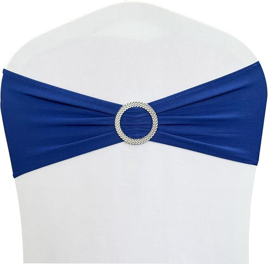 Spandex Chair Sashes Bands 30PCS Stretch Chair Ties Bows with Buckle Slider for Wedding Party Banquet Decoration (Royal Blue)…