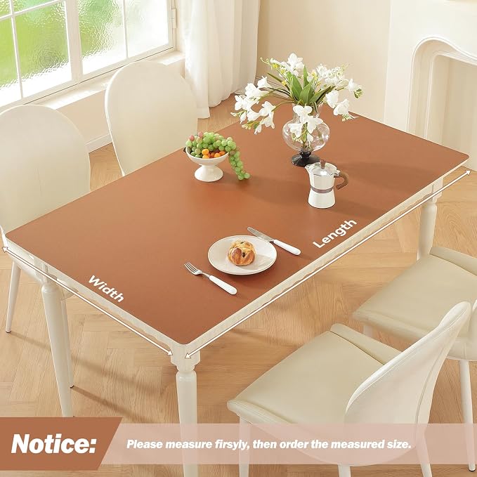 OstepDecor Brown Table Cover Protector 16 x 32 Inch, 1.5mm Thick Plastic Table Cover, Dining Table Protector Pad, Waterproof & Easy Cleaning PVC Desk Mat for Dresser, Coffee & Kitchen Wooden Tabletop
