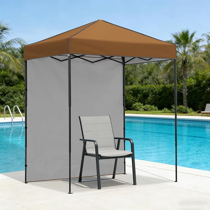 6x4 Pop Up Canopy Tent with One Wall Panel, Instant Portable Beach Canopy, Outdoor Tent with Carry Bag for Camping, Sports, Tailgating, Events, Khaki