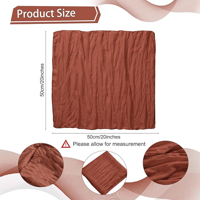 LZY 120 Pack Gauze Cheesecloth Napkins 20x20 Inch Dinner Cloth Napkins, Soft Boho Table Napkins Rustic Wrinkled Cheese Cloth Napkins Bulk for Wedding Party Baby Shower Event Decor (Terracotta)