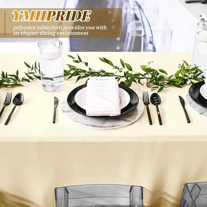 12 Pack Beige Tablecloths for Rectangle Tables Stain and Wrinkle Resistant Washable Polyester Tablecloth 60 x 102 Inch Table Cloth Rectangle Table 6 Foot Rectangle Table Cloth for Wedding Party