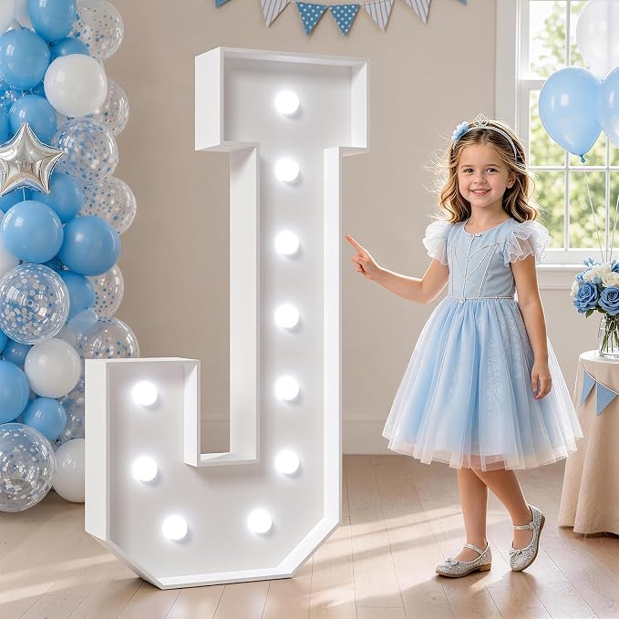 Marquee Letters, Cool Light Marquee J, Large Letters for Birthday & Wedding Parties, Big DIY Kit 25pcs Accessory Set
