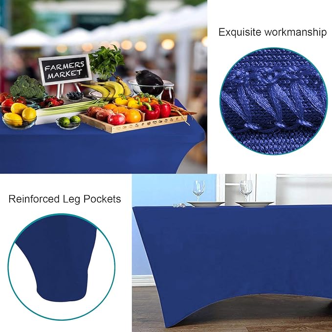 RELIANCER 1 Pack Stretch Spandex Table Covers for Rectangular Tables,6FT Elastic Fitted Tablecloth,Universal Rectangular Table Cloth Protector for Outdoor Party,Wedding,Bar,Birthday,Banquet,Events