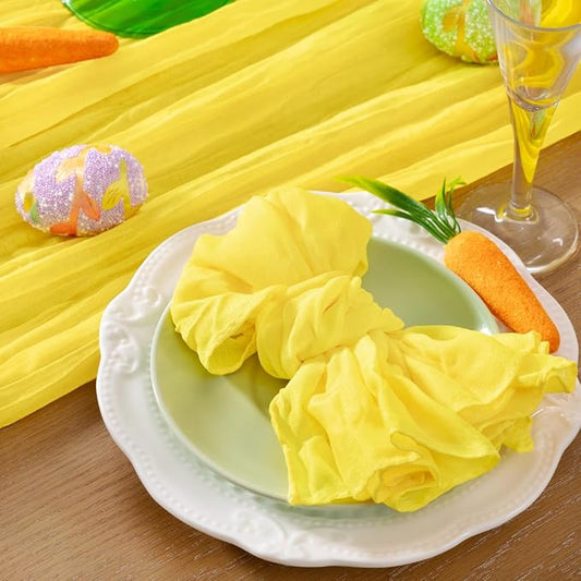 DeZerlor 20 Pack Lemon Yellow Cheesecloth Napkins Spring Cloth Napkins Set of 20 Yellow Dinner Napkins Bulk 21x21 Inches for Wedding Bridal Shower Baby Shower Parties