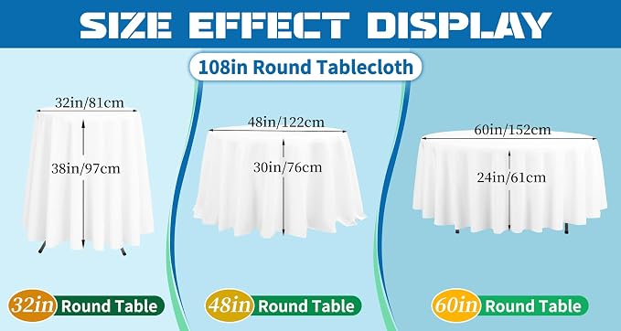 fani 6 Pack 108 Inch Round Tablecloth, Black Polyester Fabric Table Cloth for Round Table, Stain and Wrinkle Washable Table Cover for Wedding Party Dining Table Buffet Banquet Restaurant and Camping