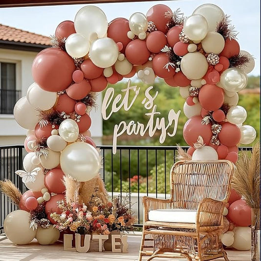 Dusty Pink Balloon Garland Double Stuffed Mauve Pink Balloons Pearl White Sand Balloon Arch Kit for Bridal Shower Birthday Wedding Valentine's Day Party Decorations