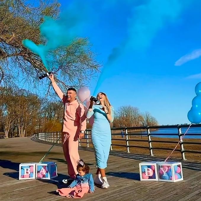 Gender Reveal Fire Extinguisher 2 Pack Blue or Pink Smoke for Boy or Girl Reveal Party Gender Reveal Extinguishers 100% Biodegradable Colored Powder for Baby Gender Reveal Ideas Party Decorations