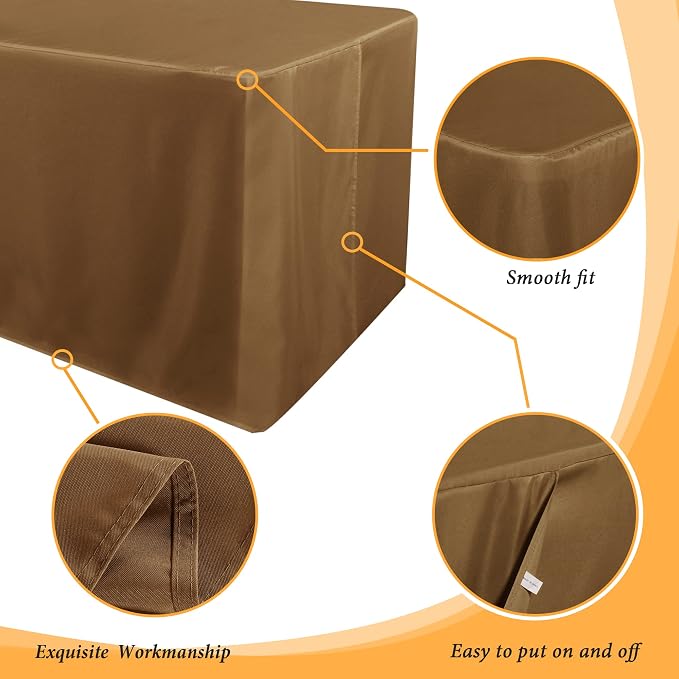Obstal 2 Pack 4ft Tablecloths for Rectangle Tables - Water Resistant Washable Fabric Polyester Rectangle Table Cover Protector for Wedding, Banquet and Trade Shows, 48L x 24W x 30H Inches, Coffee