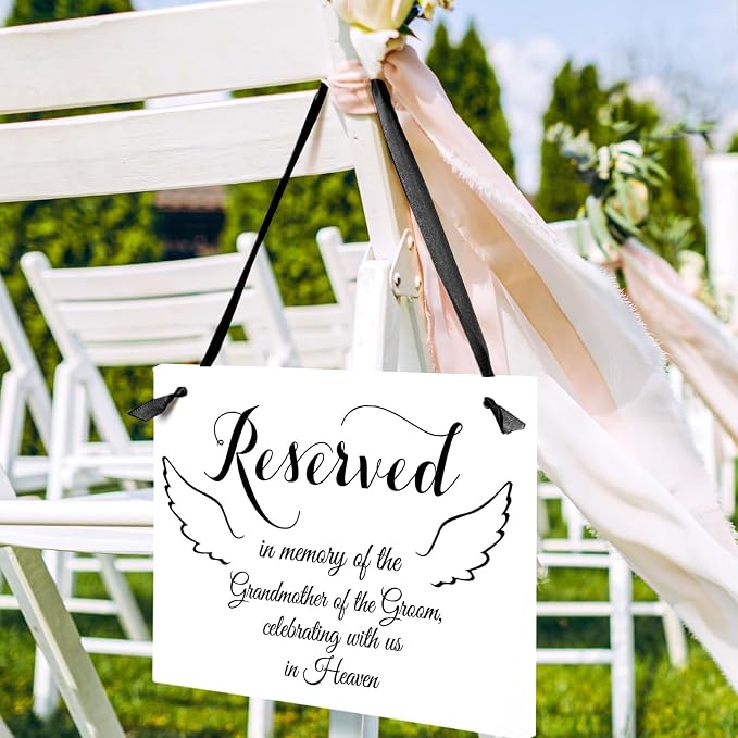 Elegant Reserved Wedding Signs for Ceremony & Reception – Custom In Loving Memory Memorial Signs, Seating Charts & Chair Decor