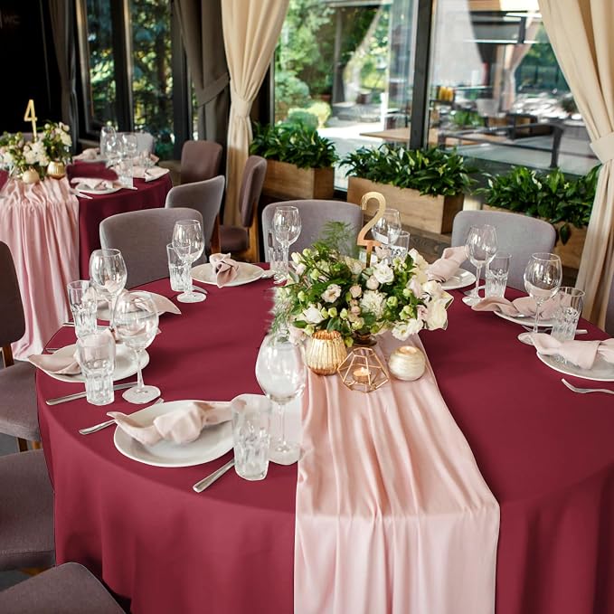 YMHPRIDE 6 Pack Round Tablecloth Burgundy Table Cloth 120 Inch Polyester Round Table Cloth,Burgundy Tablecloths Round Washable Fabric Table Covers for Wedding,Party,Dining,Banquet