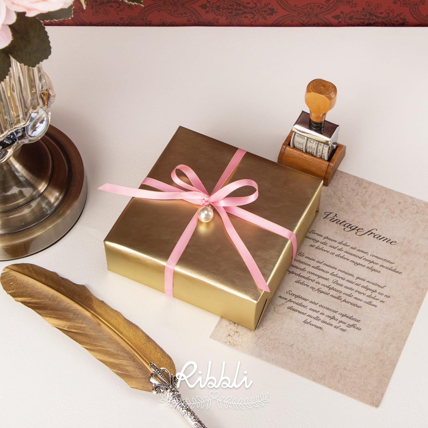 Ribbli Double Faced Pink Satin Ribbon,1/4” x Continuous 25 Yards,Use for Bows Bouquet,Gift Wrapping,Floral Arrangement