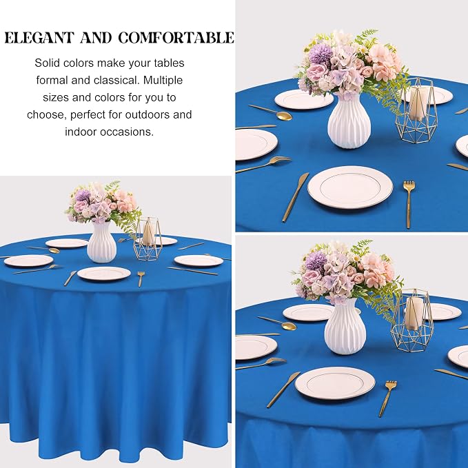 4 Pack Round Tablecloth 108 Inch Polyester Washable Fabric Table Covers for Wedding Dining Table Buffet Parties Banquet Decoration（Blue）