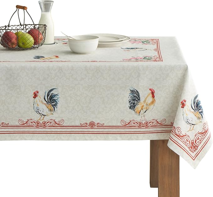 Maison d' Hermine Table Cloth Rectangle Table 100% Cotton 70 x 90 Inches Tablecloth Reusable Decorative for Dining Kitchen Room Farmhouse Party Home Hotel Restaurant Spring Summer - Campagne