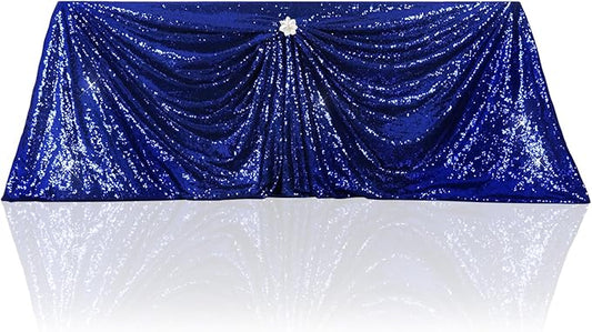PartyDelight Sequin Tablecloth Navy Blue 90"x132" Table Cloth Rectangular Table Topper Wedding Partys