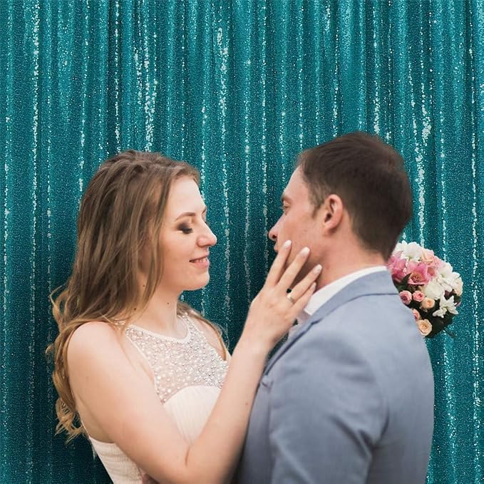 Eternal Beauty Teal Sequin Backdrop, 20x10 Ft Glitter Background Curtains for Shimmer Photography Party Wedding Birthday Back Drop Decor