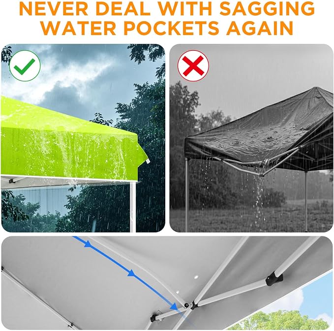 EAGLE PEAK Pop Up Canopy Tent with Wheeled Carry Bag, 8 Stakes, 4 Ropes, 4 Weight Bags, Easy Set Up Tent Canopy, 12x12 ft, 144sqft of Shade, Neon Green