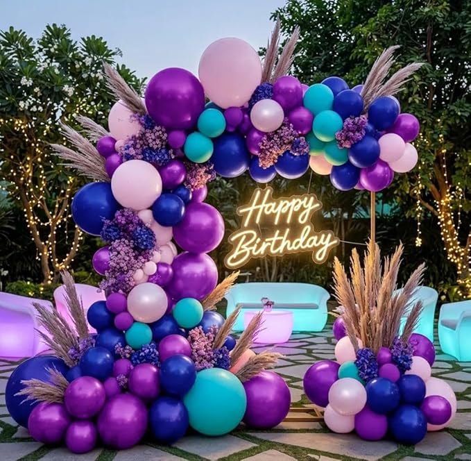 Purple and Blue Balloons Teal Pink Balloon Garland Arch Kit for Birthday Baby Shower Mermaid Stitches Under The Sea Encanto Villain Ocean Luau Birthday Baby Shower Party Decorations