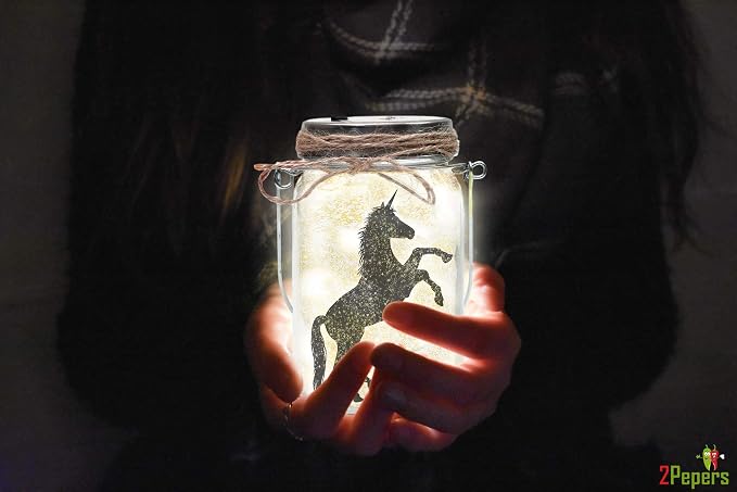 2Pepers DIY Fairy and Unicorn Nightlight Craft Kit (2 Pack), Fairy Lantern Jars Arts and Crafts for Girls, Make Your Own Unicorn Lamp Decor Craft Project, Gifts for Kids