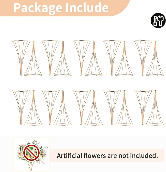 NUPTIO 10 Pcs Gold Centerpieces for Table Wedding, 31.1in Tall Metal Trumpet Vase, Road Lead for Wedding Party Dinner Centerpiece, Flower Stand for Christmas Anniversary Birthday Home Decoration