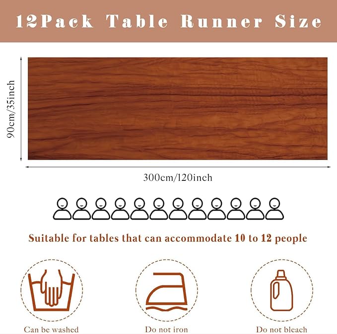 6 Pcs Cheesecloth Table Runner 10FT Terracotta Runner for Tables Gauze Fabric 35 x 120 Inches Long Boho Table Runner Decor Rustic Sheer Runner for Wedding Birthday Bridal Shower Party (Terracotta)