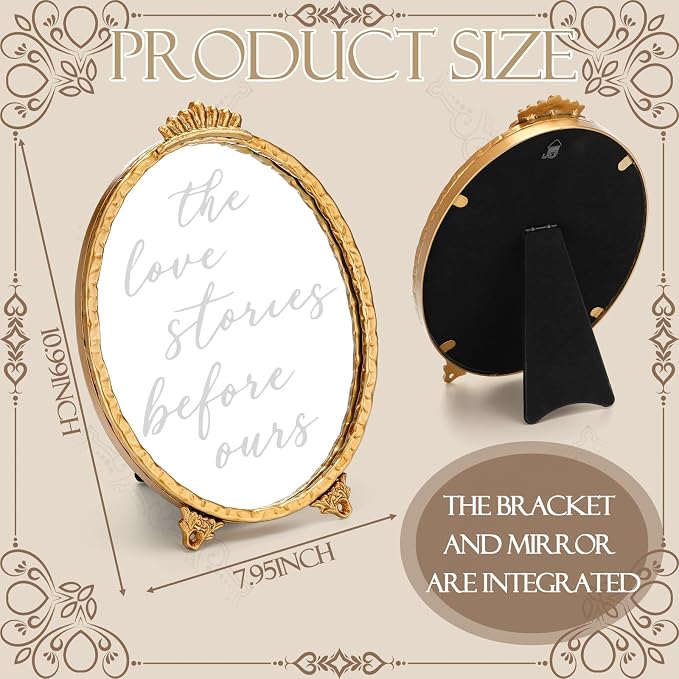 Bucherry Vintage Love Wedding Sign The Love Stories Before Ours Mirror Plaque Elegant Resin Frame with Mirror 10.6" x 7.9" Baroque Reception Decor Gold Table Centerpiece