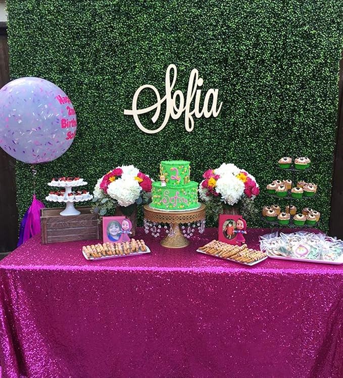 B-COOL Fuchsia Sequin Table Cloth 50x50 Inch Square Sequence Centerpieces Candy Sparkly Table Linens Glitter Tablecloths Wedding Indoor Outdoor Decoration