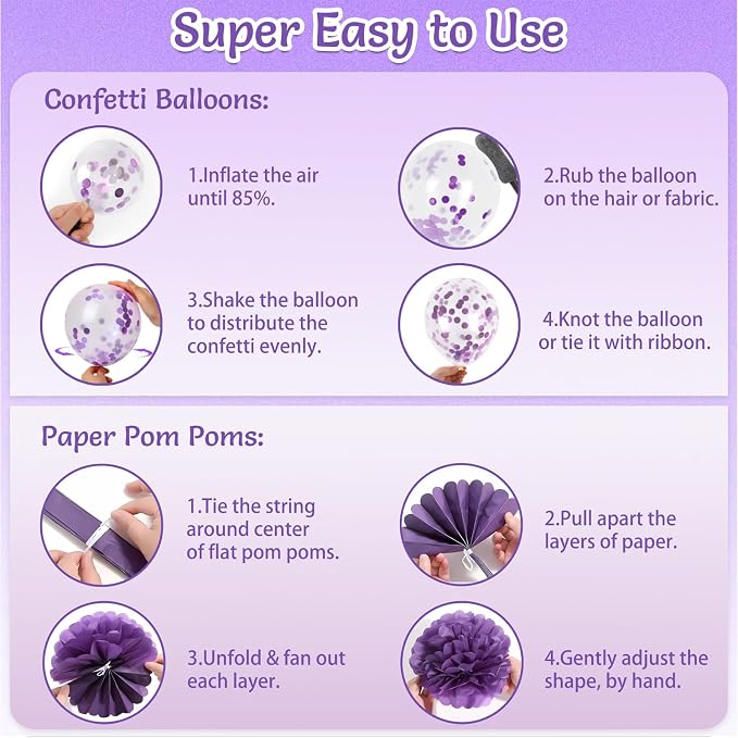 280 Pcs Purple Birthday Party Decorations for Women, Purple Pink Happy Birthday Party Decorations for Girls, 100Pcs Paper Plates, Napkins, Cups, Forks for 20 Guests Tableware Sets, Bday Sash and Crown