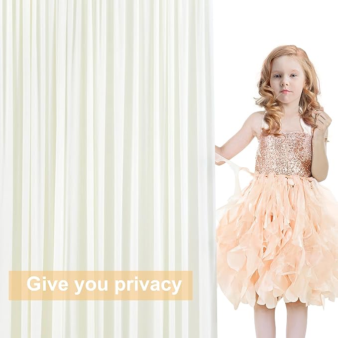10x12 Ivory Backdrop Curtains for Wedding Party Wrinkle Free Backdrops Curtain Drapes Fabric Decorations Photo Back Drop Cloth for Baby Shower Photography Stage Reception 5ft x 12ft,2 Panels