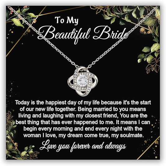Groom To Bride Necklaces, Groom To Bride Necklace Gifts With Message Card, Groom To Bride Necklace For Wedding Day, To My Bride Necklace, Bridal Shower Necklace Gifts For Bride To Be