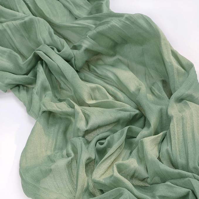 MLMC 3 Pack Sage Green Table Runner 10ft Rustic Boho Cheesecloth Table Runner Spring Cheese Cloth Centerpiece Decor 35x120 Inches for Wedding Bridal Baby Shower Decor