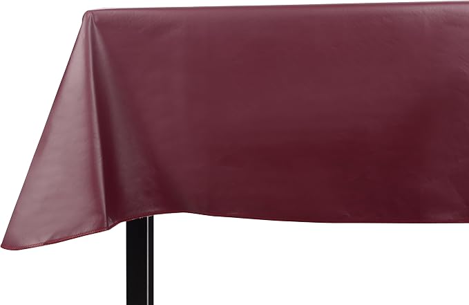 Yourtablecloth Heavy Duty Vinyl Rectangle or Square Tablecloth – 6 Gauge Heavy Duty Tablecloth – Flannel Backed – Wipeable Tablecloth with Vivid Colors & Many Sizes 52 x 120 Burgundy