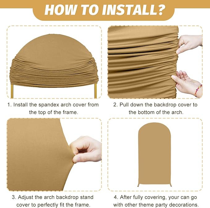 MODFUNS Khaki Arch Cover 6ft Spandex Arch Cover Wedding Arch Covers Balloon Arch Stand Cover Brown Stretchy Arch Covers Chiara Arch Backdrop Cover for Wedding Ceremony Celebration Arch Decor