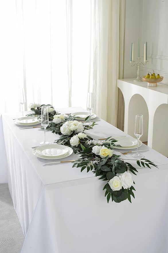 5 Pack Rectangle Tablecloth, 90 x 132 Inch White Tablecloth, 8ft Rectangle Table Cloth, Polyester Fabric Washable Tablecloth for Home, Party, Wedding or Restaurant Use.