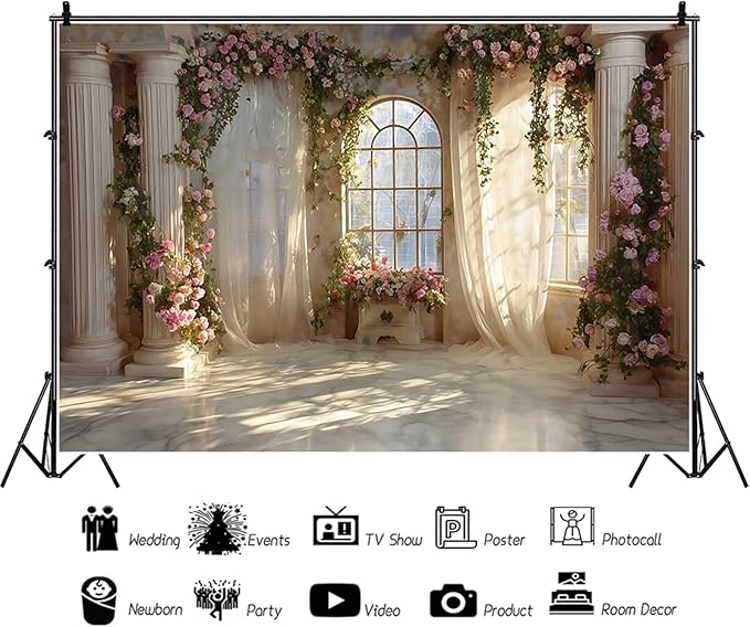 Baocicco Fantasy Castle Backdrops for Wedding 10x7ft Princess Boudoir House Backdrop Windowsills Roman Column Photography Background Bridal Shower Baby Shower Birthday Banner Backdrop