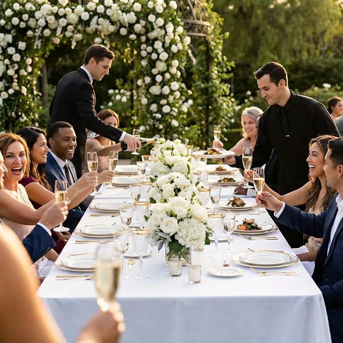 8 Pack White Table Cloth 90 x 156 Inch Rectangular Tablecloths for 8 Foot Rectangle Tables, Wrinkle Resistant White Tablecloth Washable Polyester Fabric Table Covers for Party Wedding Banquet
