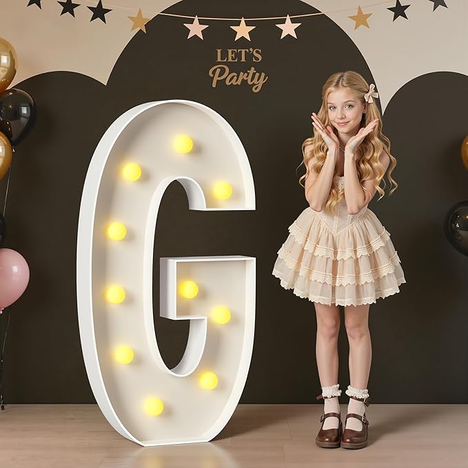 Marquee Letters 4 Feet Tall, 4FT Large Light up Letters G, Big Sign G with Warm White Light for Birthday Wedding Proposal Engagement Graduation Party Backdrop Decorations