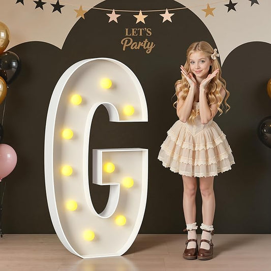 Marquee Letters 4 Feet Tall, 4FT Large Light up Letters G, Big Sign G with Warm White Light for Birthday Wedding Proposal Engagement Graduation Party Backdrop Decorations