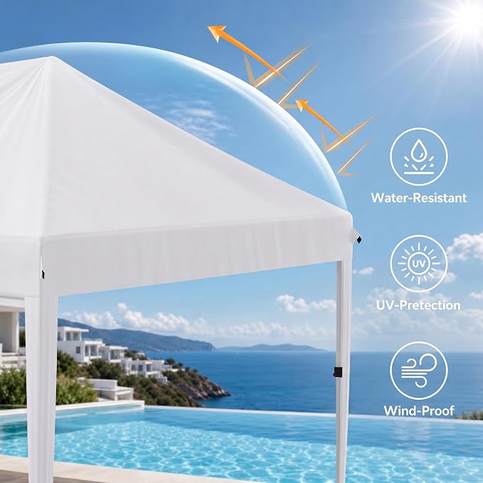 10x20 Pop Up Canopy with Sidewalls, Instant Tent with Carry Bag, Sandbags, Height Adjustable Waterproof Outdoor Canopy, Outdoor Canopy for Events, Camping, Parties (White)