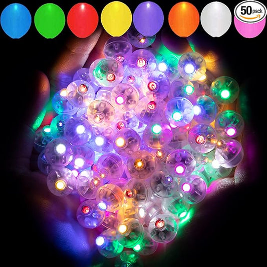 Aogist 50pcs 10-Colors Mini Lights,Long Standby Time Waterproof LED Balloon Light,Battery Powered,Ball Lamp for Balloon Paper Lantern Birthday Party Christmas Halloween