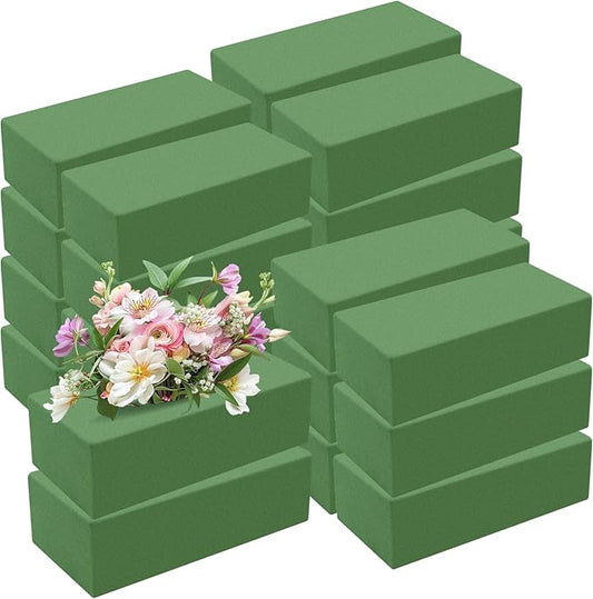 Aktor 24 Pcs Floral Foam Blocks for Fresh & Artificial Flower Arrangement, 8.8” x 4.1” x 2.7” Green Wet Foam for Wedding, Birthdays, Home, Office, and Garden Decorations