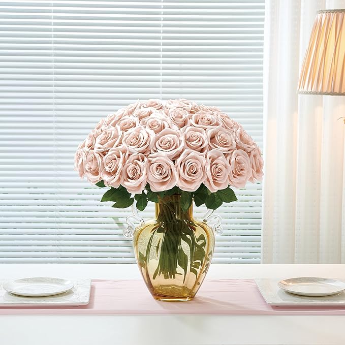100 Pcs Artificial Roses Bulk Silk Blush Roses Pink Roses for Wedding Centerpieces Bridal Bouquet Mohter's Day Valentine's Day Home Decor