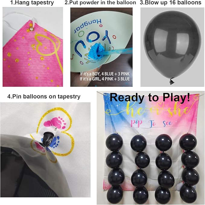 Baby Gender Reveal Dart Board Game, Reveal Balloon for Girl or Boy, Pink and Blue Powder for He or She Party, Gender Reveal Party decoration kit