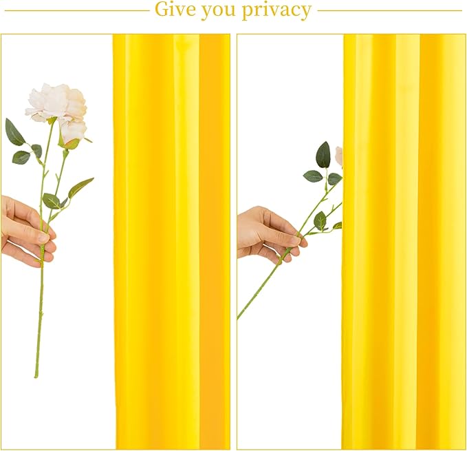8 Panels Yellow Backdrop Curtain for Parties Wrinkle Free Lemon Yellow Photo Curtains Backdrop Drapes Fabric Decoration for Birthday Party Wedding Baby Shower 40ft(W) x 10ft(H)