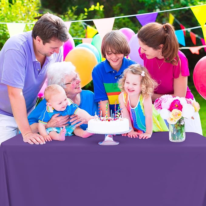 YMHPRIDE 6 Pack Purple Tablecloth 60 x102 inch Polyester Table Cloth for 6 Foot Rectangle Tables, Stain and Wrinkle Resistant Washable Fabric Polyester Table Covers for Wedding Party Banquet